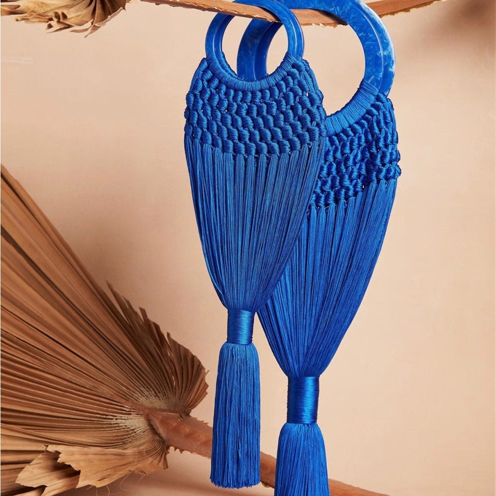 Cult Gaia Angelou Cobalt Blue Tassel Clutch smaller size